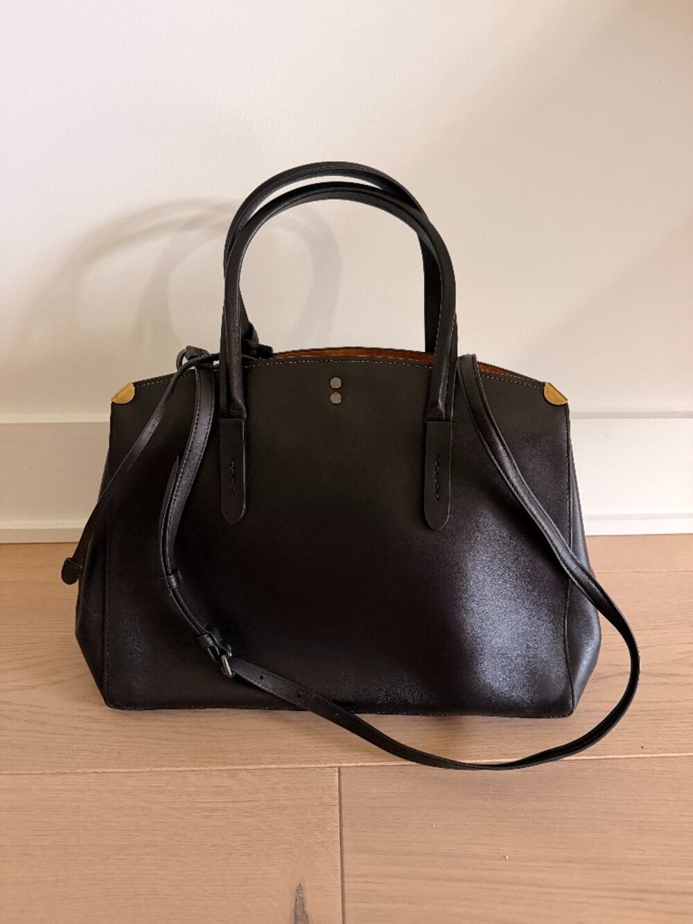 Coach Cooper Carryall 22821 Black Glovetanned Leather Satchel Crossbody Bag